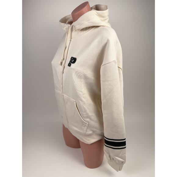 Victoria's Secret PINK Long Sleeve Full Zip Ivory Hoodie Sweatshirt  Size XS - Picture 5 of 10